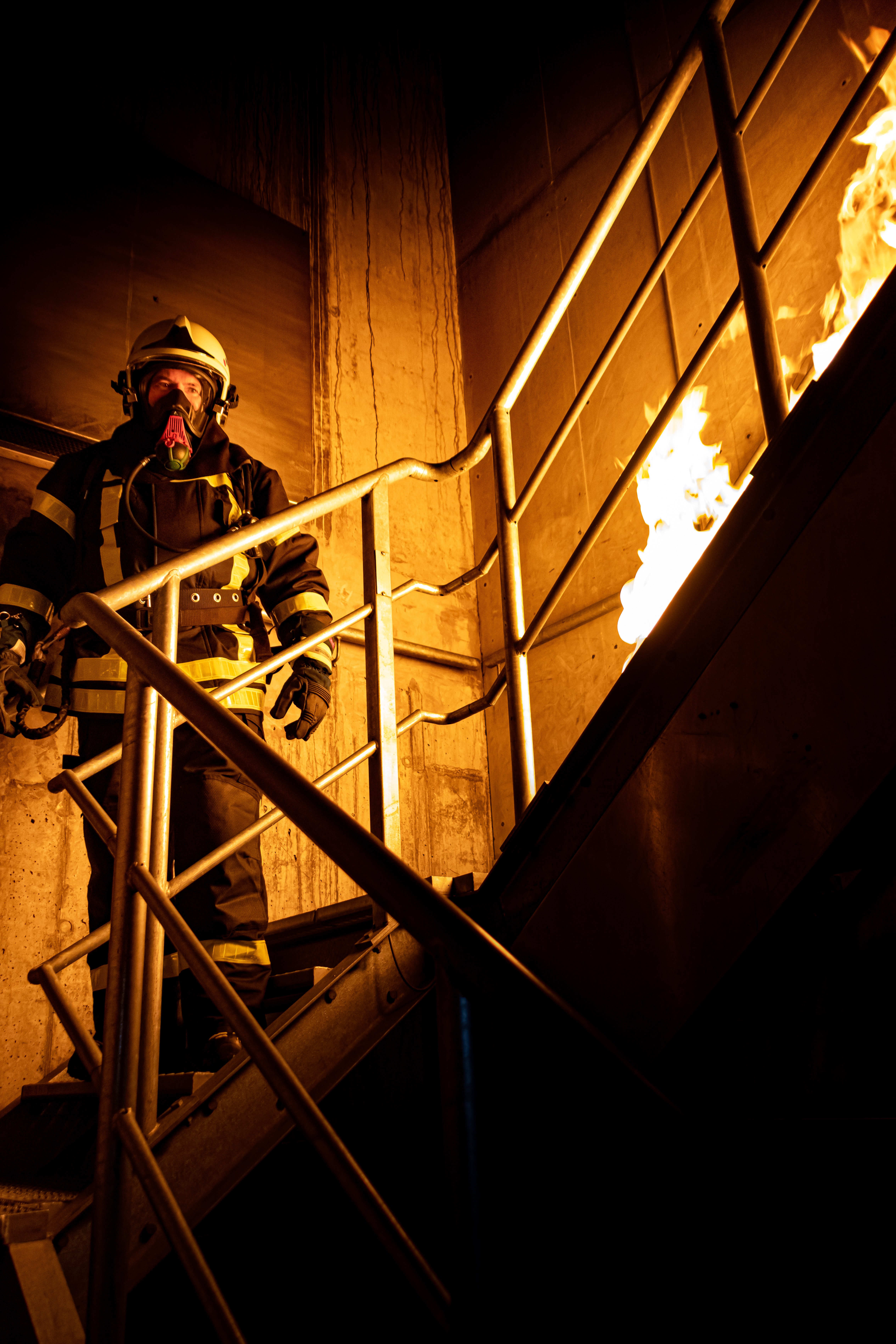 Firefighter in Stairwell